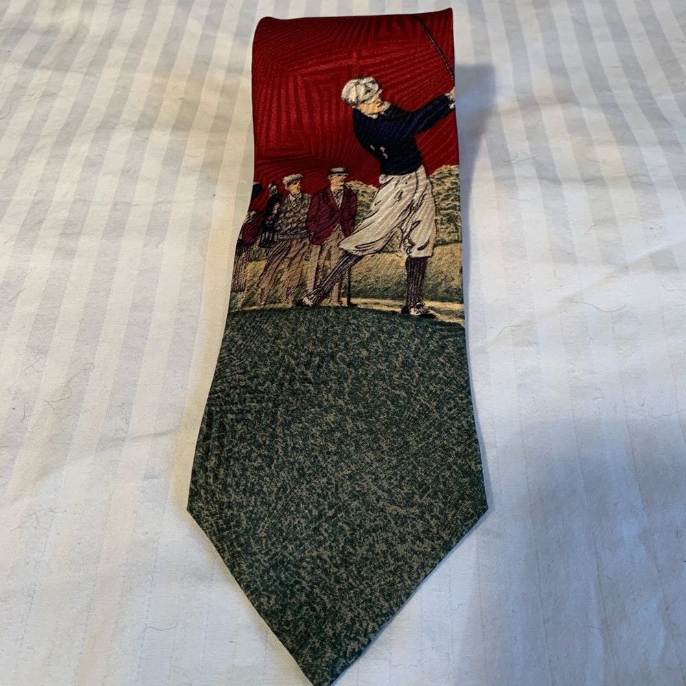 Hathaway Old Time Golfer 100% Silk Necktie